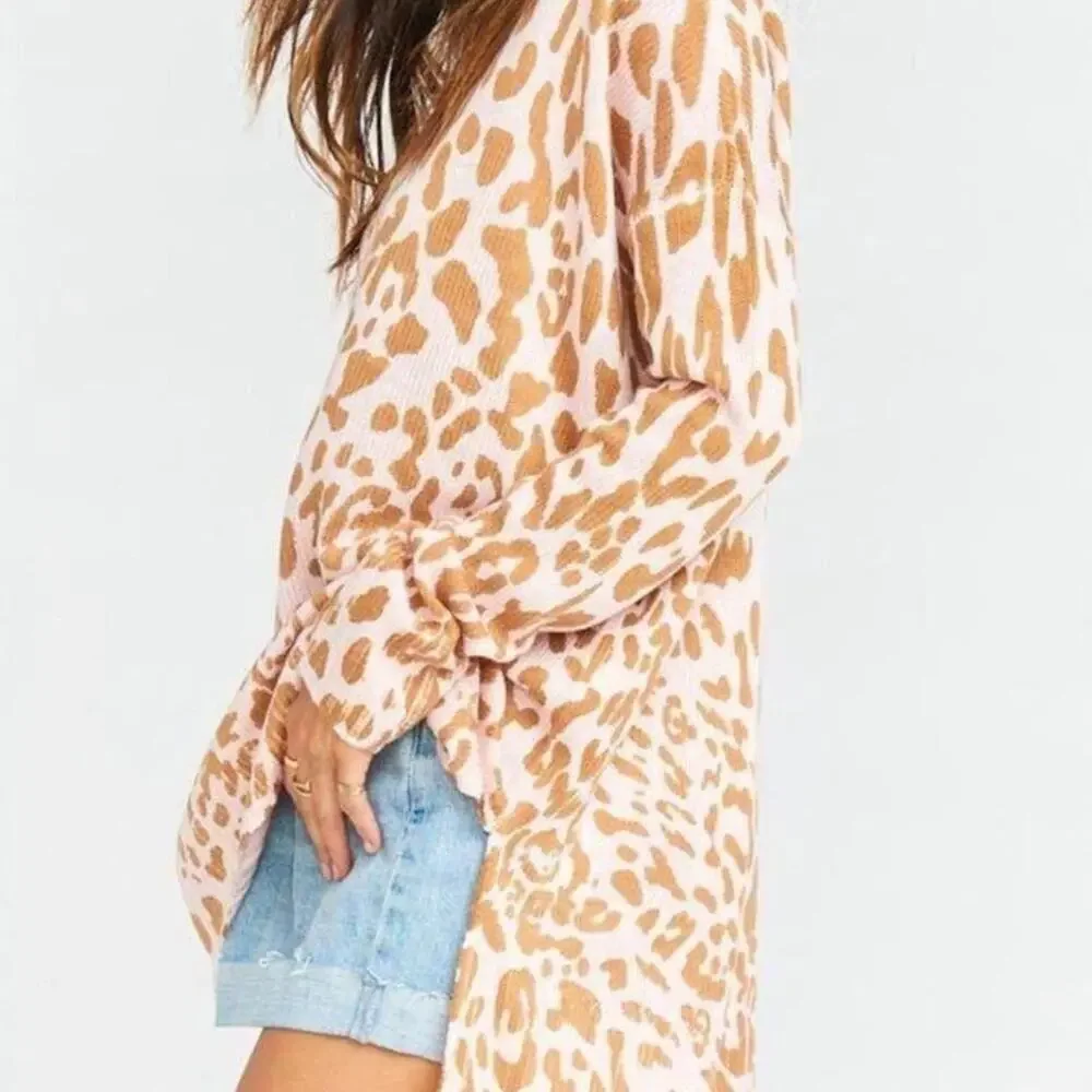 Show Me Your Mumu Kit Pink Cheetah Print Oversized Sweater size XS